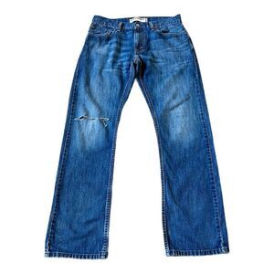 Levi’s 514 Men’s Medium Wash Ripped Slim Straight Jeans Size 33/32